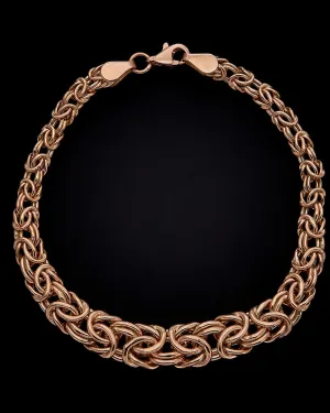 14K Italian Rose Gold Graduated Byzantine Bracelet