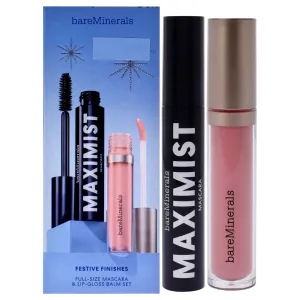 BareMinerals Festive Finished Set by bareMinerals for Women - 2 Pc 0.3oz Maximist Phyto-Fiber Volumizing Mascara - Maximum Black. 0.13oz Mineralist Lip Gloss-Balm - Serenity