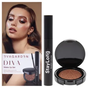 Evagarden Diva Make Up Set by Evagarden for Women - 2 Pc 0.28 oz Staylong Mascara - 23. 0.08 oz Glitter Show Eye Shadow - 251 Think Pink