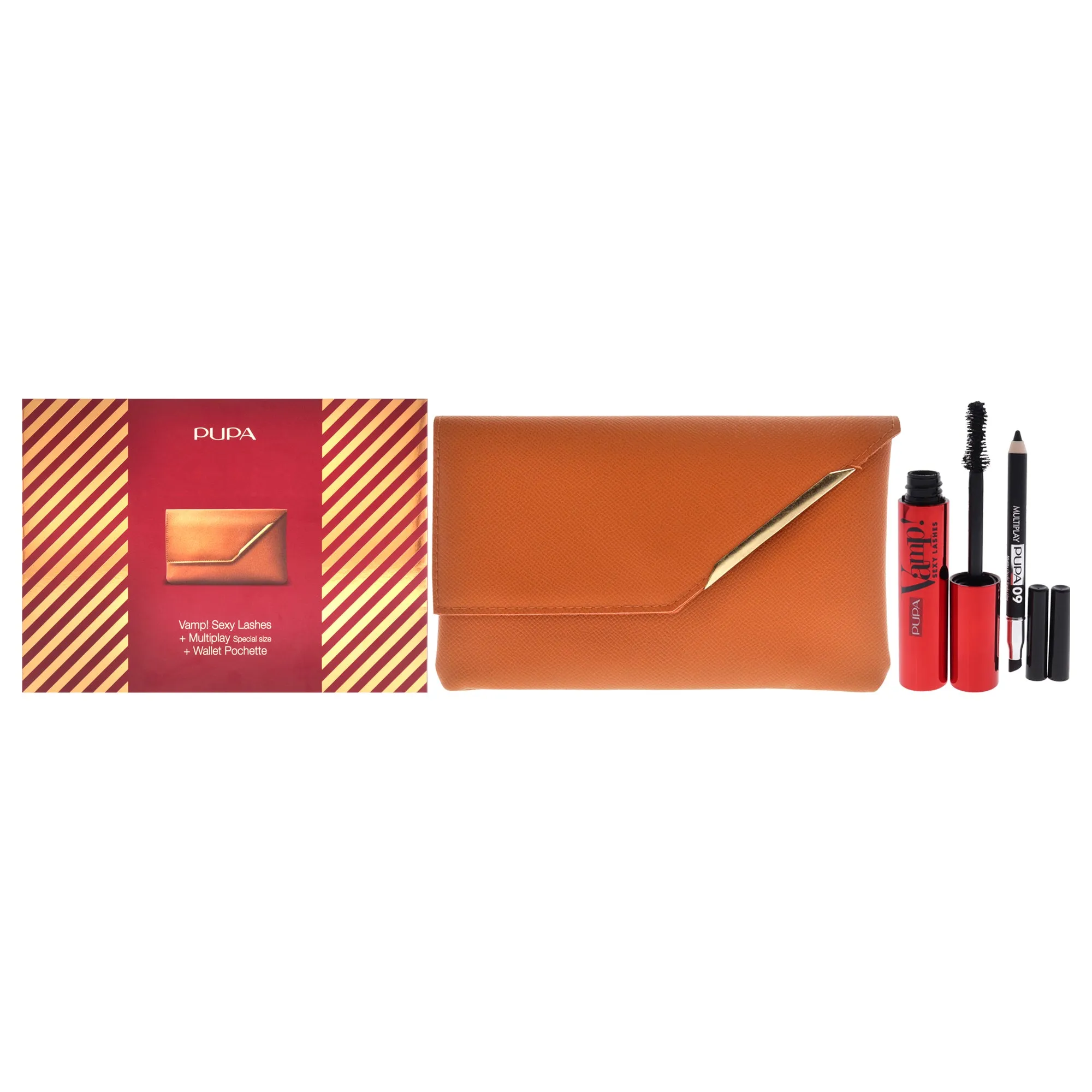 Pupa Milano Vamp! Sexy Lashes and Multiply Set by Pupa Milano for Women - 3 Pc 0.40oz Vamp! Sexy Lashes Mascara - 011 Black. 0.03oz Multiplay Eye Pencil - 09 Black. Wallet