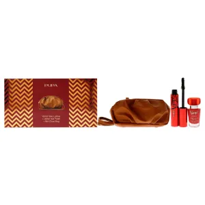 Pupa Milano Vamp! Sexy Lashes and Vamp! Nail Polish Set by Pupa Milano for Women - 3 Pc 0.40oz Vamp! Sexy Lashes Mascara - 011 Black. 0.3oz Nail Polish - 202 Carnal Red. Mini Cloud Bag