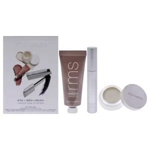 RMS Beauty Shine plus Define Collection by RMS Beauty for Women - 3 Pc 0.28oz Eyelights Cream Eye Shadow. 0.17oz Living Luminizer. 0.34oz Straight Up Volumizing Peptide Mascara