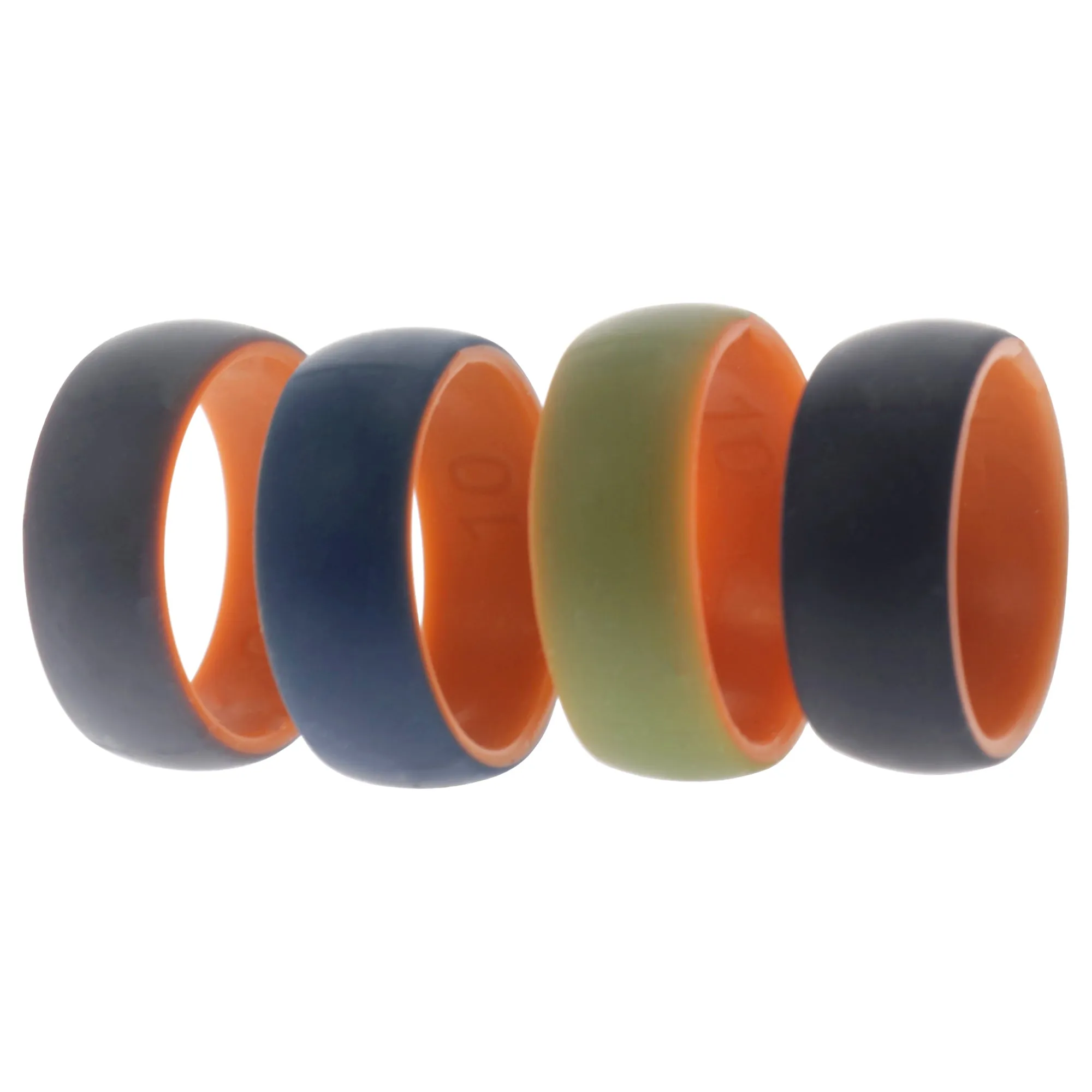 ROQ Silicone Wedding 2Layer Dome Ring Set - Orange by ROQ for Men - 4 x 10 mm Ring
