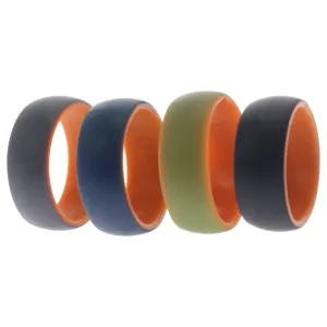 ROQ Silicone Wedding 2Layer Dome Ring Set - Orange by ROQ for Men - 4 x 10 mm Ring