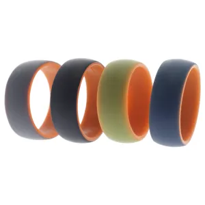 ROQ Silicone Wedding 2Layer Dome Ring Set - Orange by ROQ for Men - 4 x 11 mm Ring
