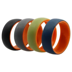 ROQ Silicone Wedding 2Layer Dome Ring Set - Orange by ROQ for Men - 4 x 12 mm Ring