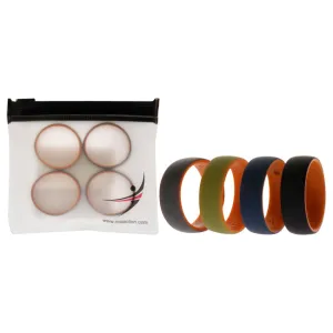 ROQ Silicone Wedding 2Layer Dome Ring Set - Orange by ROQ for Men - 4 x 16 mm Ring
