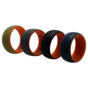 ROQ Silicone Wedding 2Layer Dome Ring Set - Orange by ROQ for Men - 4 x 7 mm Ring