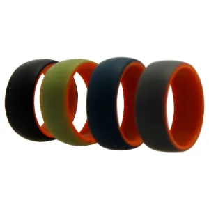 ROQ Silicone Wedding 2Layer Dome Ring Set - Orange by ROQ for Men - 4 x 9 mm Ring