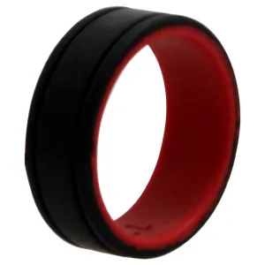 ROQ Silicone Wedding 2Layer Lines Ring - Red-Black by ROQ for Men - 12 mm Ring