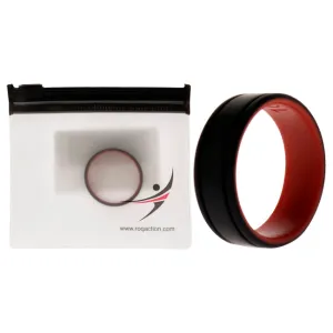 ROQ Silicone Wedding 2Layer Lines Ring - Red-Black by ROQ for Men - 16 mm Ring