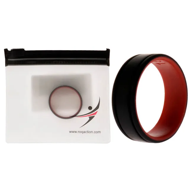 ROQ Silicone Wedding 2Layer Lines Ring - Red-Black by ROQ for Men - 16 mm Ring