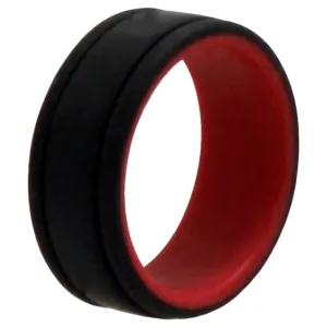 ROQ Silicone Wedding 2Layer Lines Ring - Red-Black by ROQ for Men - 9 mm Ring