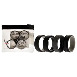 ROQ Silicone Wedding 2Layer Lines Ring Set - Black by ROQ for Men - 4 x 12 mm Ring