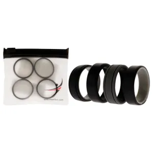 ROQ Silicone Wedding 2Layer Lines Ring Set - Black by ROQ for Men - 4 x 14 mm Ring