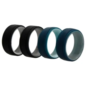 ROQ Silicone Wedding 2Layer Lines Ring Set - Marble by ROQ for Men - 4 x 10 mm Ring