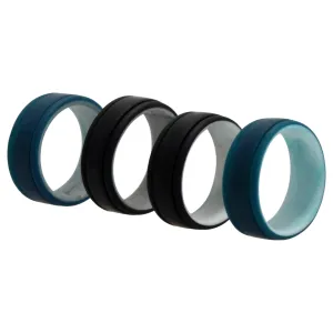 ROQ Silicone Wedding 2Layer Lines Ring Set - Marble by ROQ for Men - 4 x 11 mm Ring