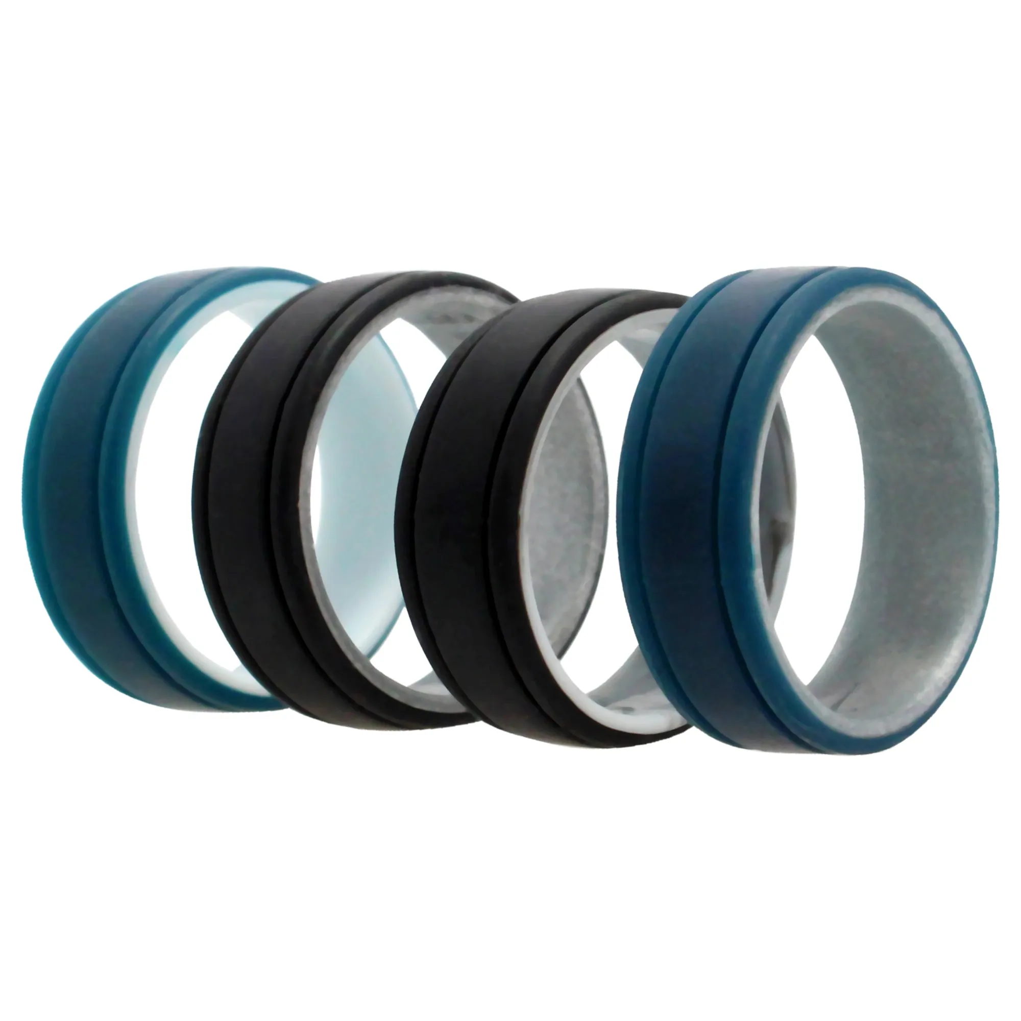 ROQ Silicone Wedding 2Layer Lines Ring Set - Marble by ROQ for Men - 4 x 16 mm Ring