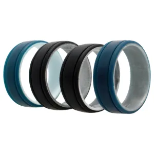 ROQ Silicone Wedding 2Layer Lines Ring Set - Marble by ROQ for Men - 4 x 16 mm Ring