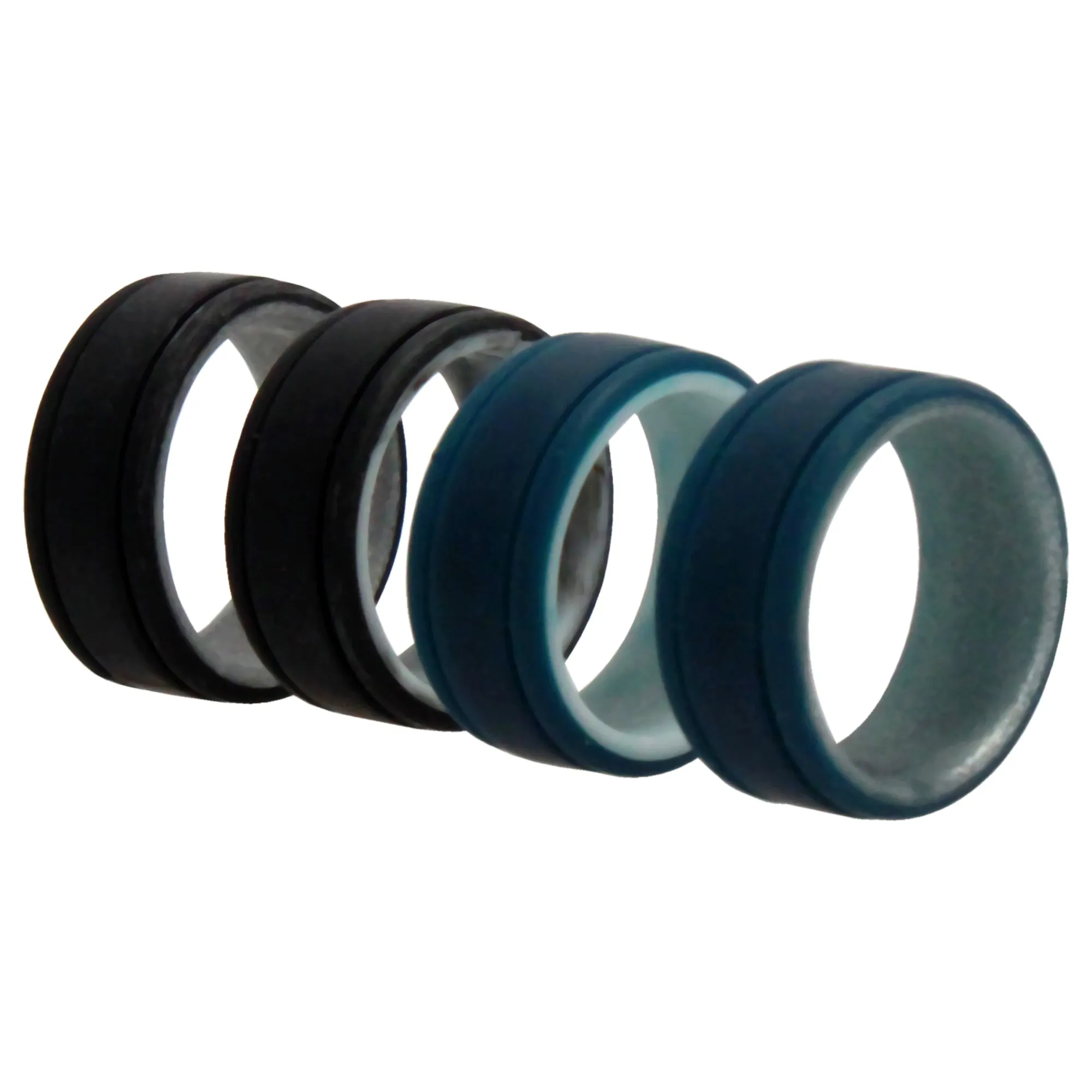 ROQ Silicone Wedding 2Layer Lines Ring Set - Marble by ROQ for Men - 4 x 7 mm Ring