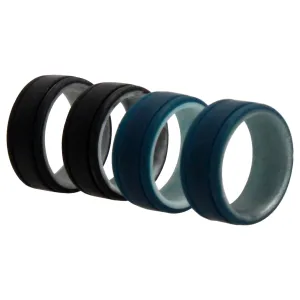 ROQ Silicone Wedding 2Layer Lines Ring Set - Marble by ROQ for Men - 4 x 7 mm Ring