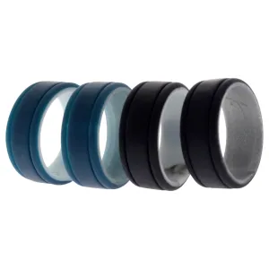 ROQ Silicone Wedding 2Layer Lines Ring Set - Marble by ROQ for Men - 4 x 8 mm Ring
