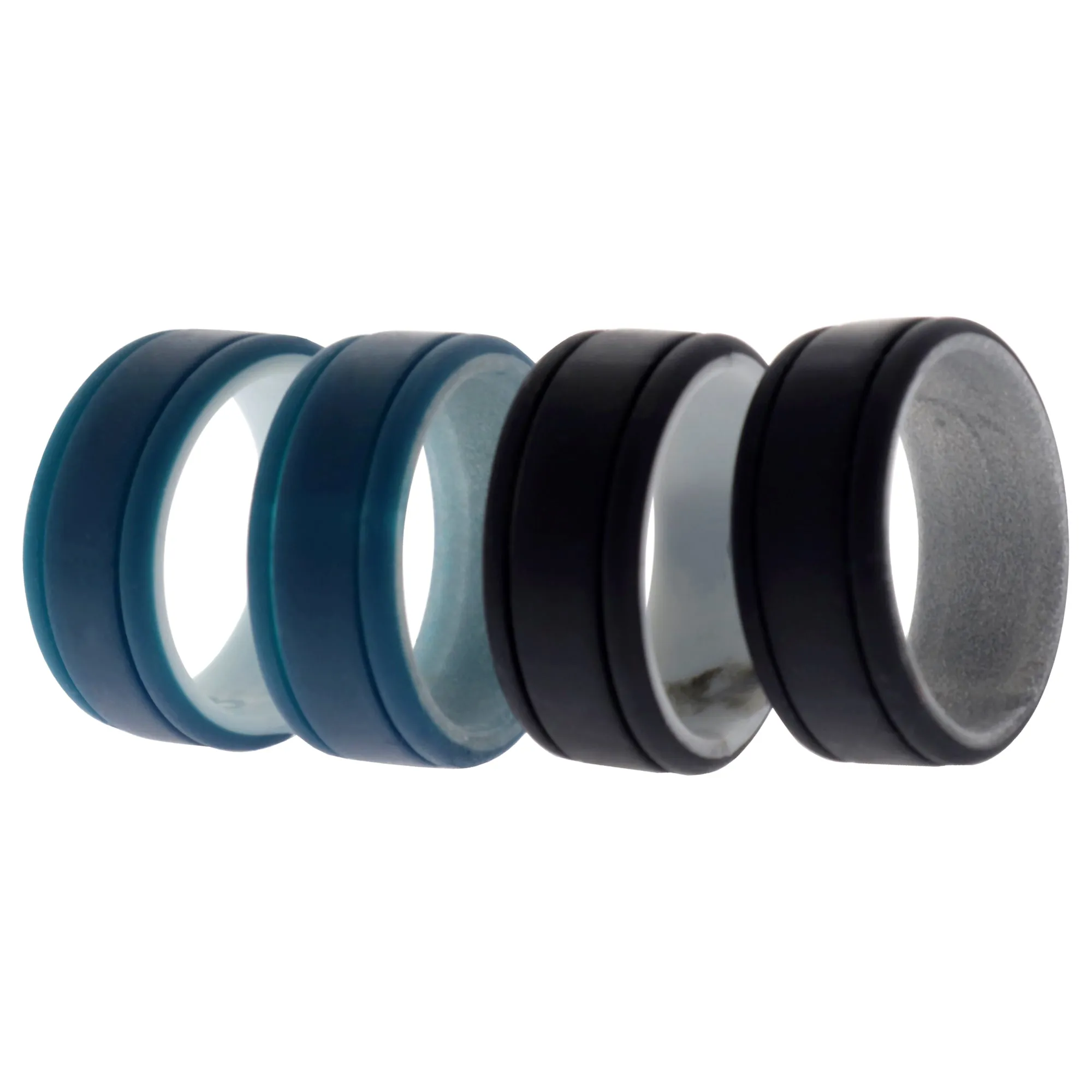 ROQ Silicone Wedding 2Layer Lines Ring Set - Marble by ROQ for Men - 4 x 8 mm Ring