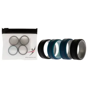 ROQ Silicone Wedding 2Layer Lines Ring Set - Marble by ROQ for Men - 4 x 9 mm Ring