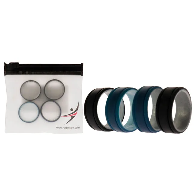 ROQ Silicone Wedding 2Layer Lines Ring Set - Marble by ROQ for Men - 4 x 9 mm Ring