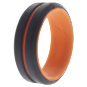 ROQ Silicone Wedding 2Layer Middle Line Ring - Orange-Black by ROQ for Men - 11 mm Ring