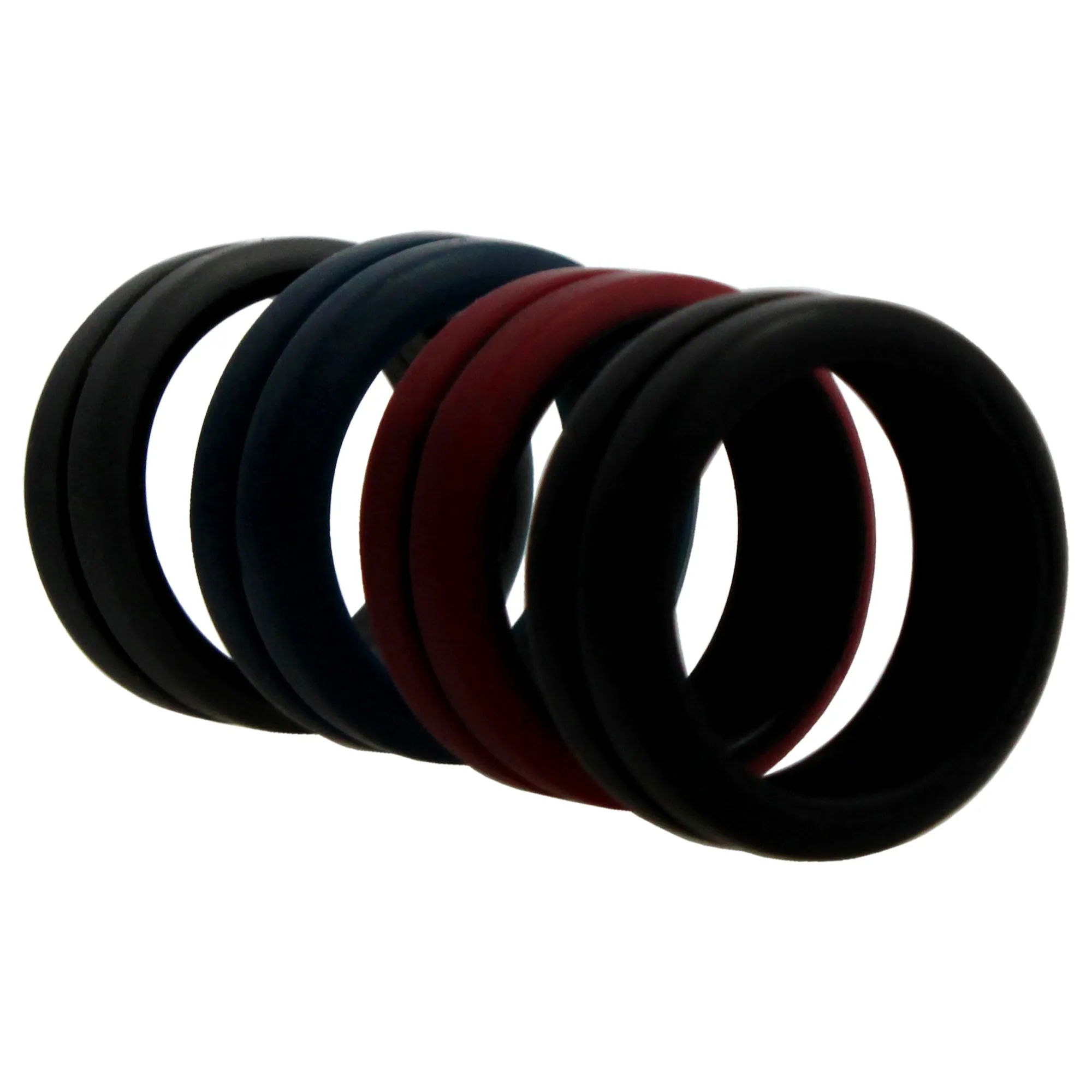 ROQ Silicone Wedding 2Layer Middle Line Ring Set - Bordeaux by ROQ for Men - 4 x 7 mm Ring
